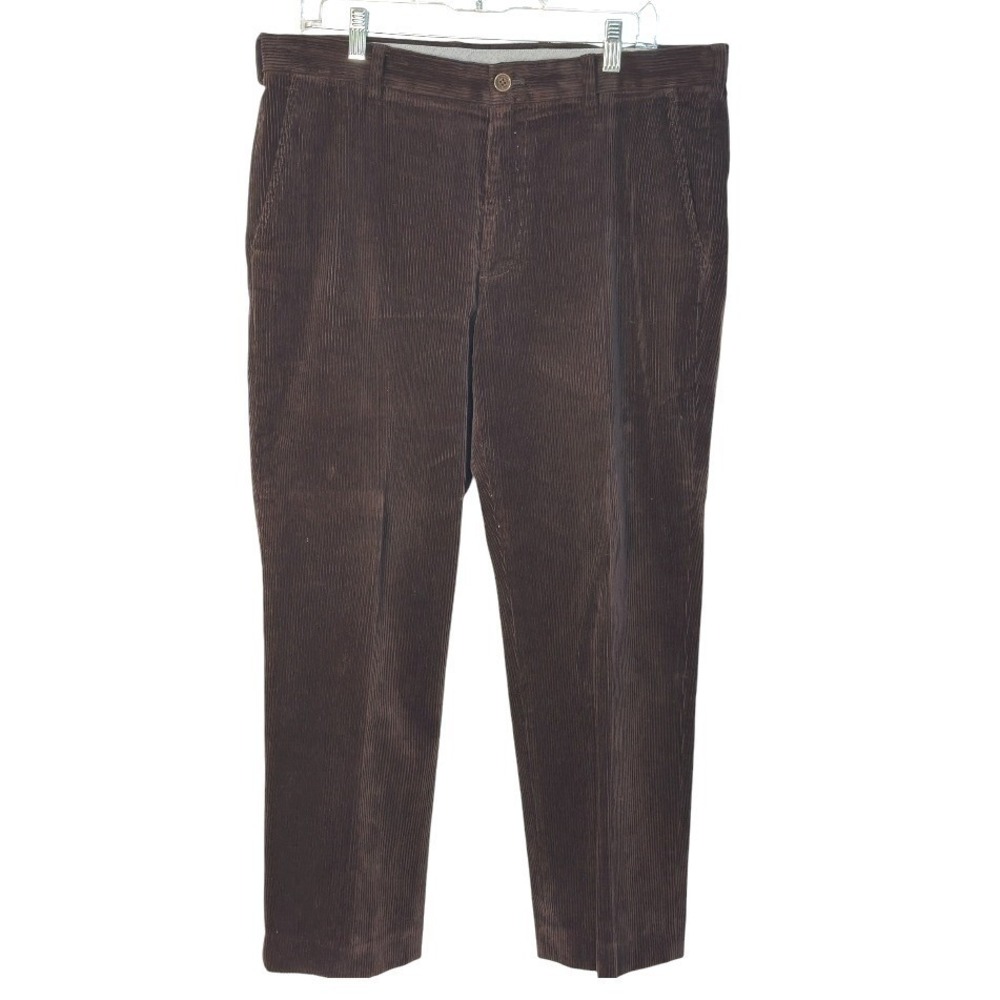 Brooks Brothers Clark Corduroy Pant Mens Brown Straight Leg Fall 35x30(fits 27)